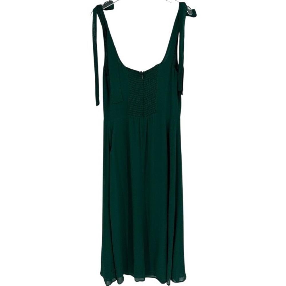 Reformation Twilight Midi Dress Emerald Green Tie Strap‎ High Slit Size 12 - Picture 7 of 7